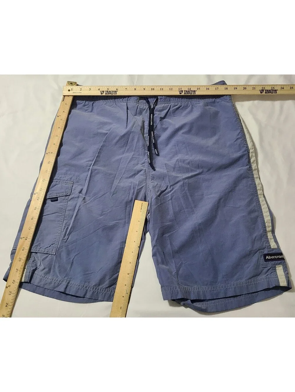 Abercrombie & Fitch Cargo Board Shorts Mens Size Large Blue Drawstring Swim Surf